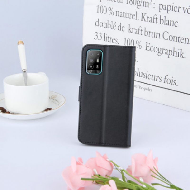 Κάλυμμα Oppo A94 5G με κορδονι Strappy Geo Leather Effect