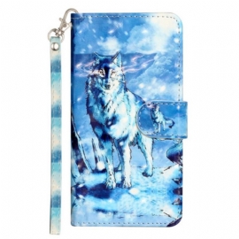 Δερματινη Θηκη Samsung Galaxy S24 Fe Snow Wolf With Strap Σιλικόνης