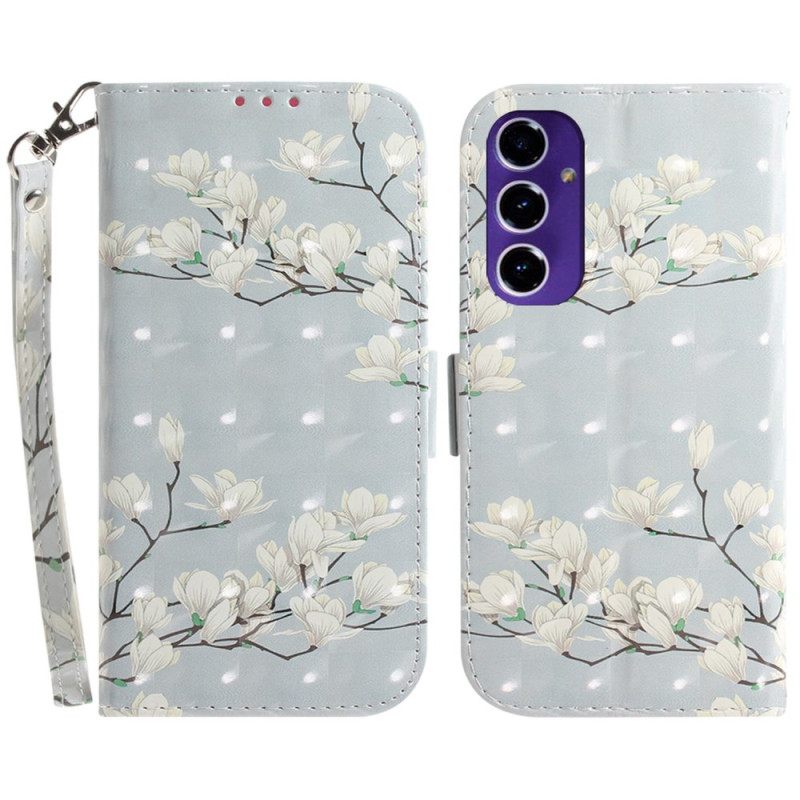 Δερματινη Θηκη Samsung Galaxy S24 Fe Strap Magnolias