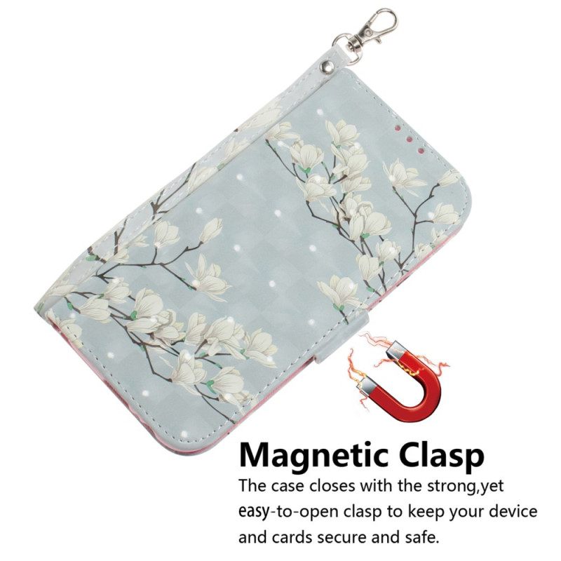 Δερματινη Θηκη Samsung Galaxy S24 Fe Strap Magnolias