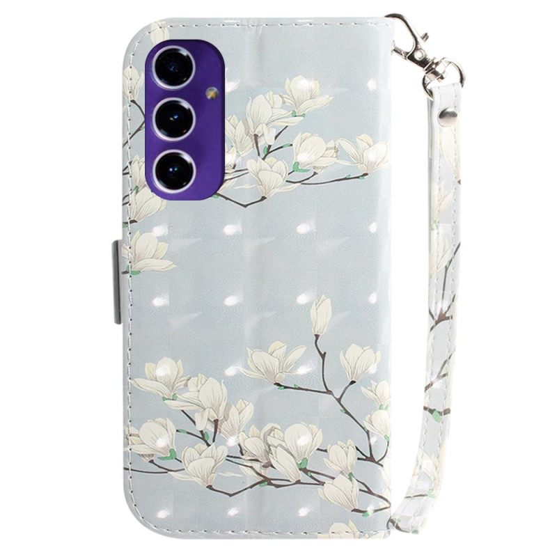 Δερματινη Θηκη Samsung Galaxy S24 Fe Strap Magnolias