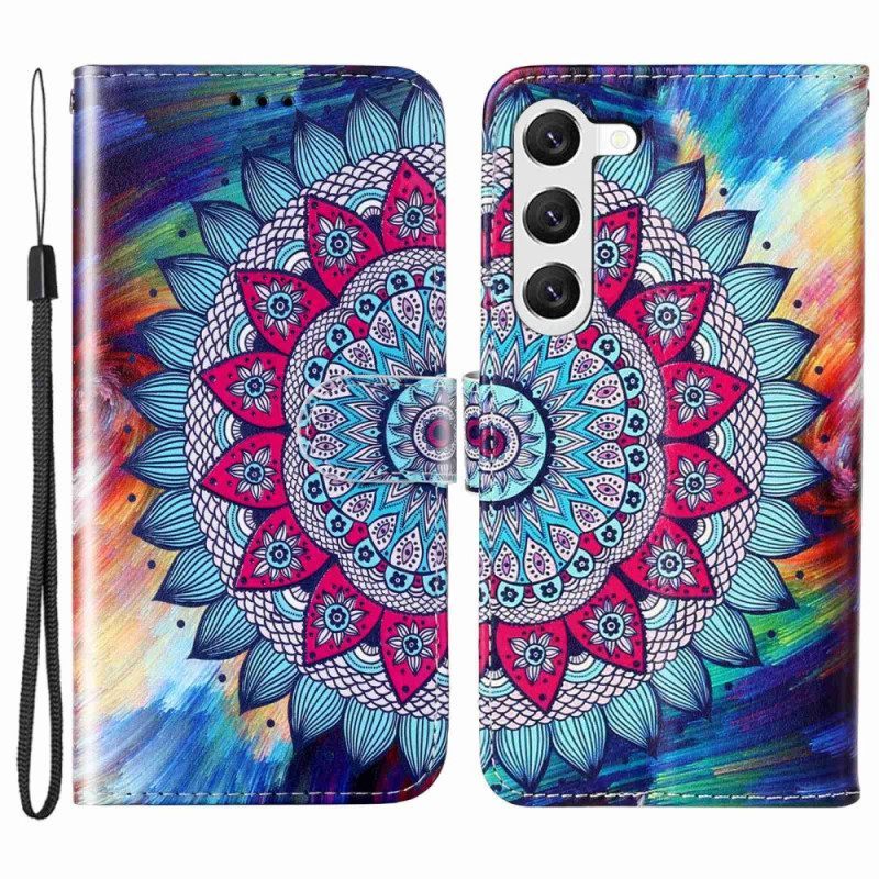 Κάλυμμα Samsung Galaxy S23 Plus 5G με κορδονι Πολύχρωμο Strappy Mandala