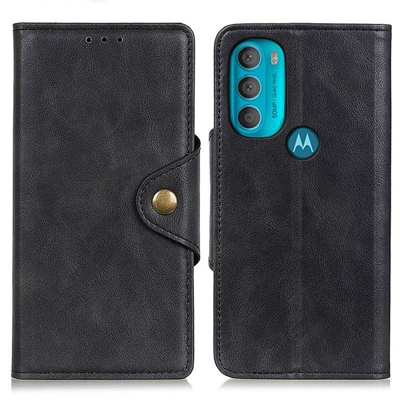 δερματινη θηκη Moto G71 5G Vintage Faux Δέρμα Και Κουμπί