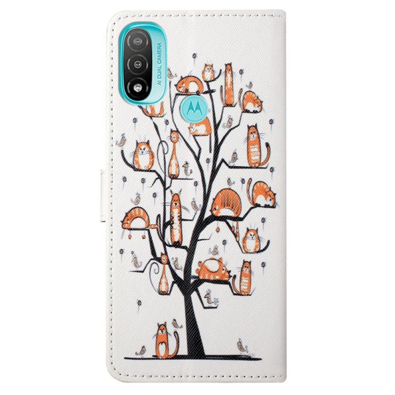 Θήκη Flip Moto G71 5G με κορδονι Funky Cats Με Λουράκι