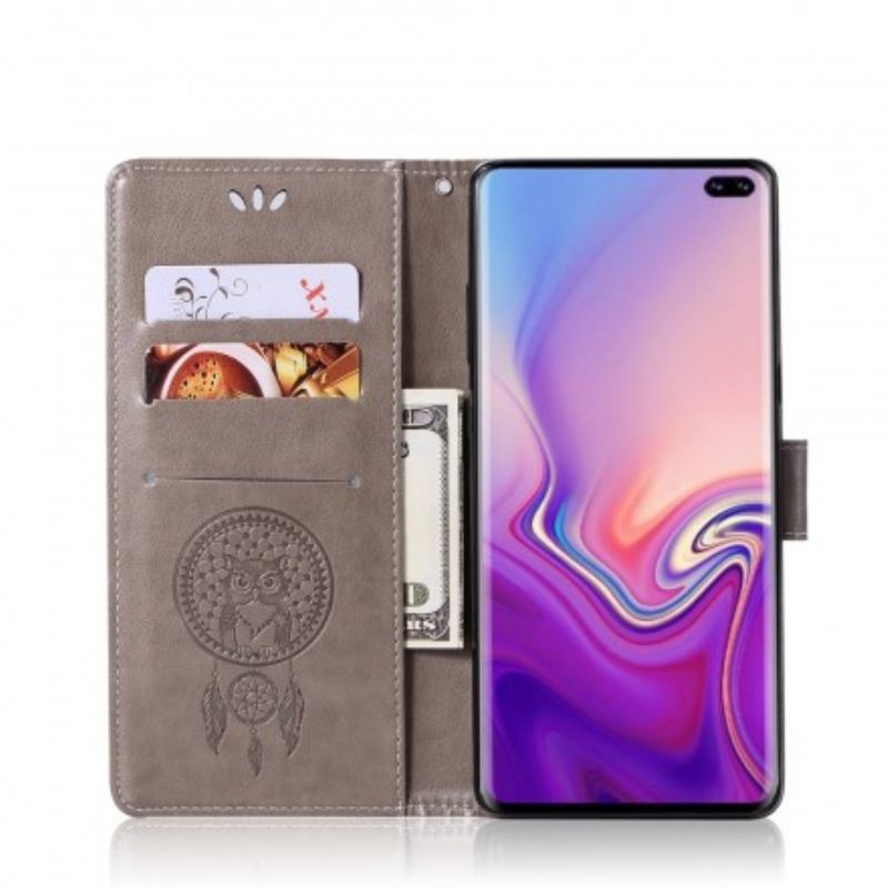 Κάλυμμα Samsung Galaxy S10 Plus Δερμάτινο Εφέ Catch Dreams Owl