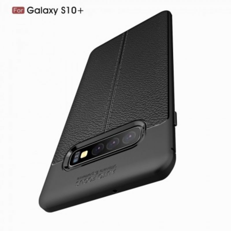 Θήκη Samsung Galaxy S10 Plus Δερμάτινο Εφέ Litchi Διπλής Γραμμής