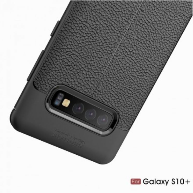 Θήκη Samsung Galaxy S10 Plus Δερμάτινο Εφέ Litchi Διπλής Γραμμής