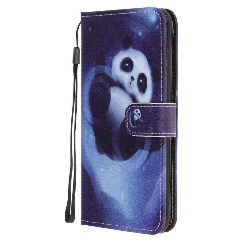 δερματινη θηκη Huawei P Smart S με κορδονι Διαστημικό Panda Με Κορδόνι