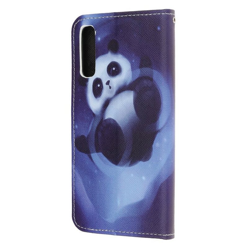 δερματινη θηκη Huawei P Smart S με κορδονι Διαστημικό Panda Με Κορδόνι