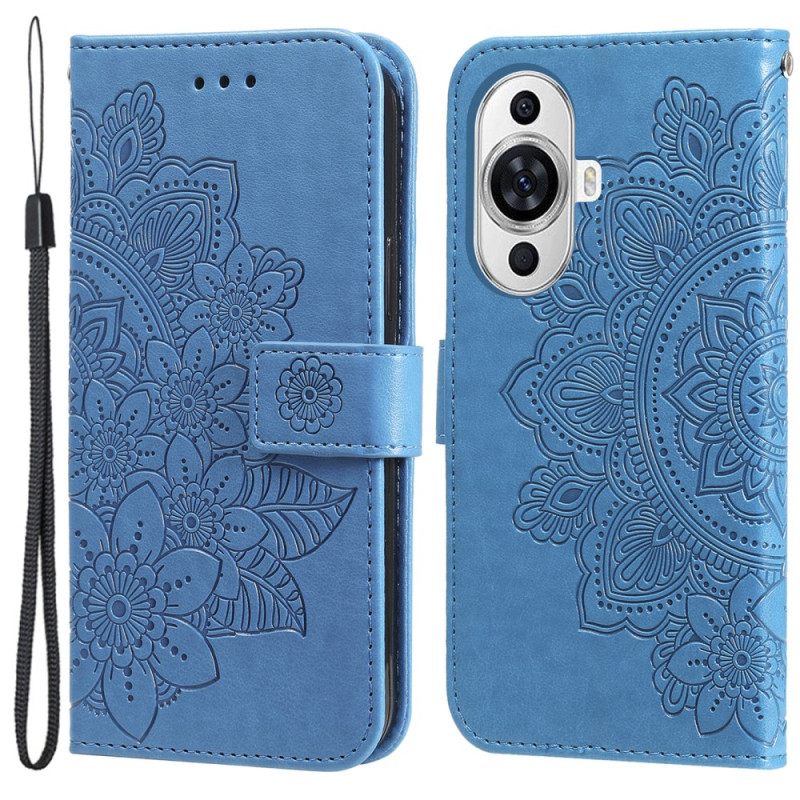 Δερματινη Θηκη Huawei Nova 12s Διακόσμηση Mandala Με Λουράκι