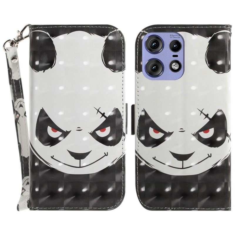 Δερματινη Θηκη Motorola Edge 50 Pro Angry Panda Με Λουράκι