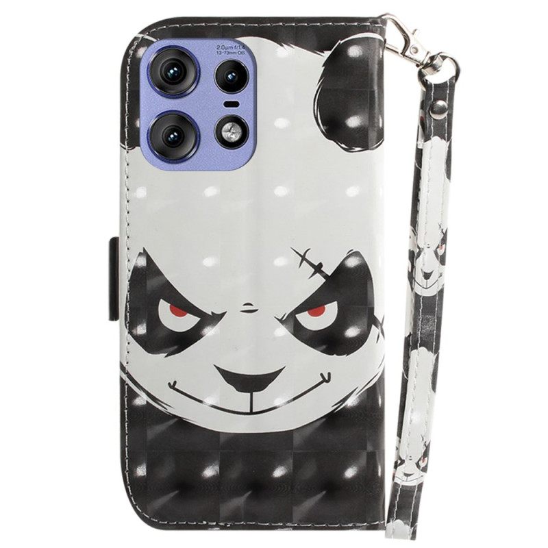 Δερματινη Θηκη Motorola Edge 50 Pro Angry Panda Με Λουράκι