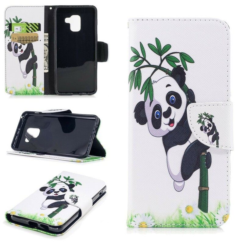 δερματινη θηκη Samsung Galaxy A8 2018 Panda On Bamboo