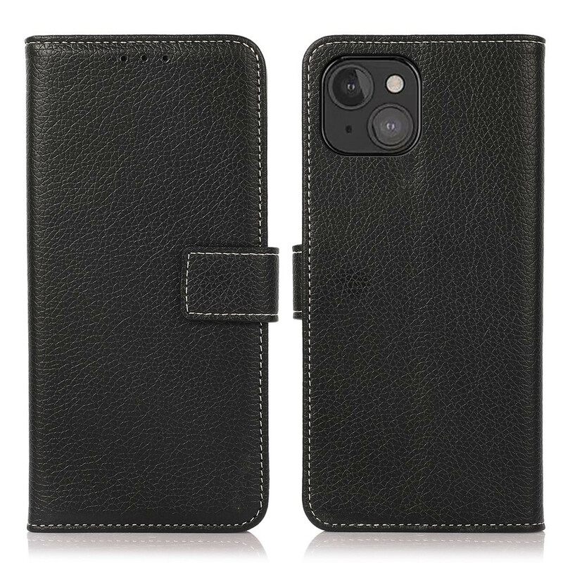 δερματινη θηκη iPhone 13 Mini Ραφές Litchi Leather Effect