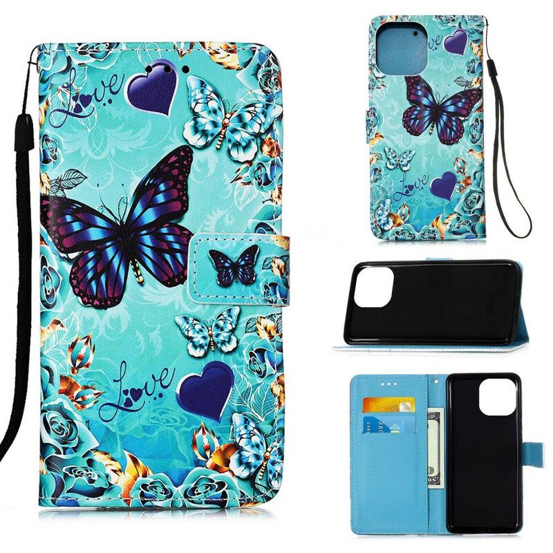 Κάλυμμα iPhone 13 Mini με κορδονι Love Butterflies Strappy