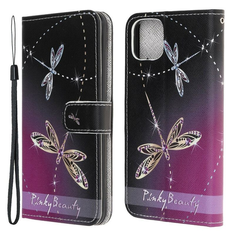 Κάλυμμα iPhone 13 Mini με κορδονι Strappy Dragonflies