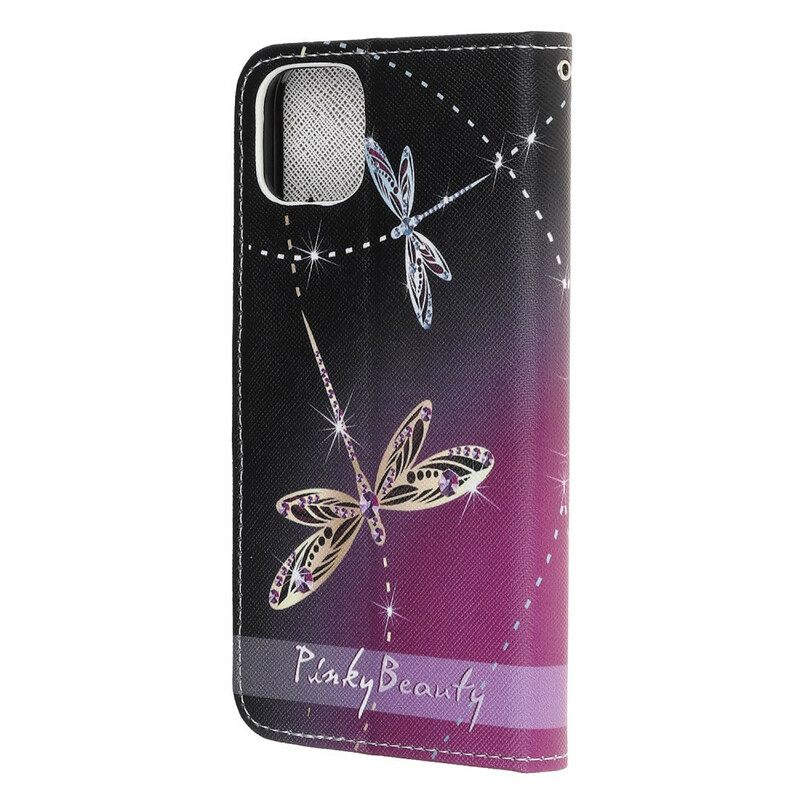 Κάλυμμα iPhone 13 Mini με κορδονι Strappy Dragonflies