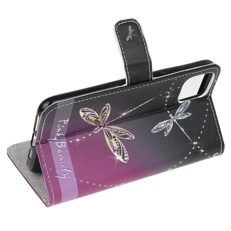 Κάλυμμα iPhone 13 Mini με κορδονι Strappy Dragonflies