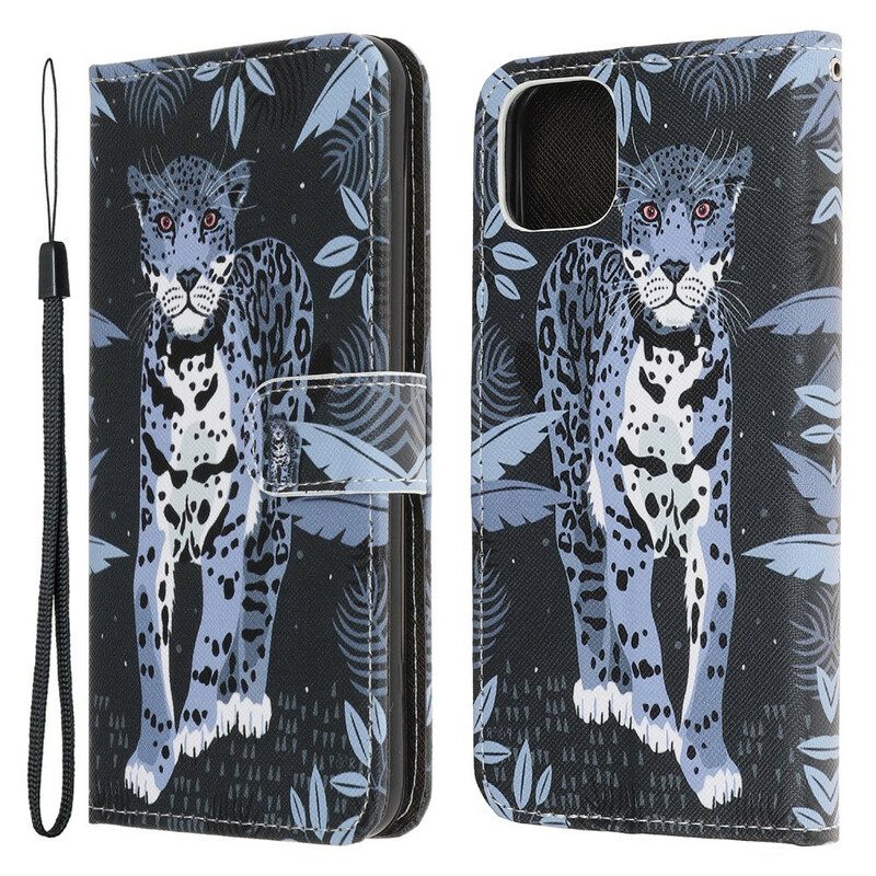 Κάλυμμα iPhone 13 Mini με κορδονι Strappy Leopard