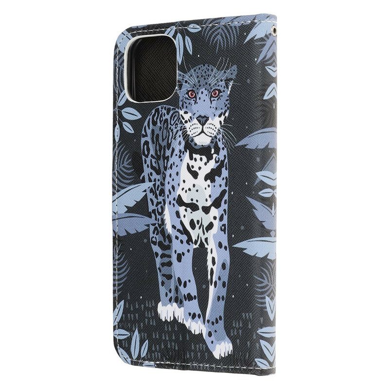 Κάλυμμα iPhone 13 Mini με κορδονι Strappy Leopard