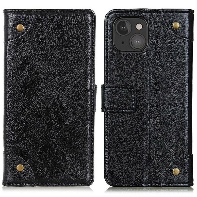 Κάλυμμα iPhone 13 Mini Vintage Rivets Nappa Leather Style