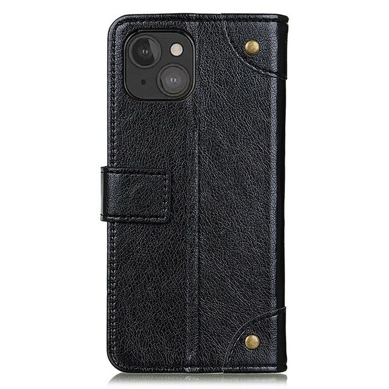 Κάλυμμα iPhone 13 Mini Vintage Rivets Nappa Leather Style