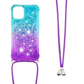 Θήκη iPhone 13 Mini Glitter Και Κορδόνι Σιλικόνης