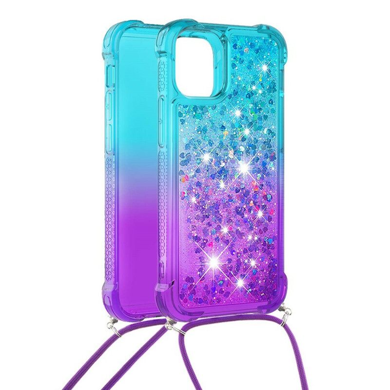 Θήκη iPhone 13 Mini Glitter Και Κορδόνι Σιλικόνης