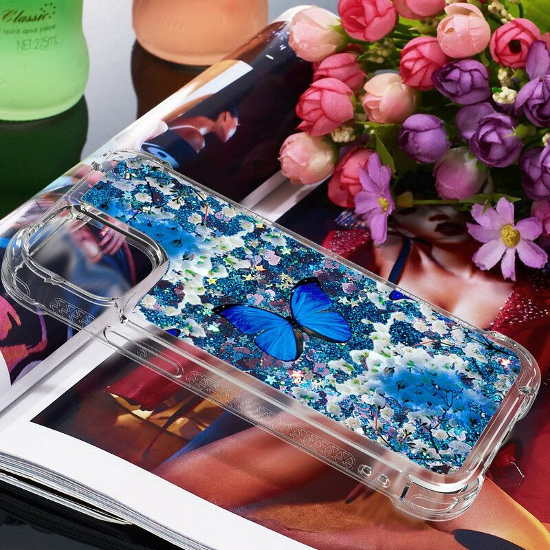 θηκη κινητου iPhone 13 Mini Glitter Blue Butterflies