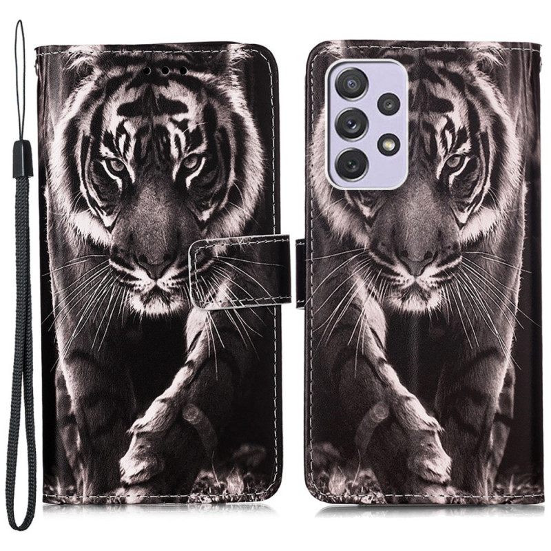 Κάλυμμα Samsung Galaxy A33 5G με κορδονι Strappy Night Tiger