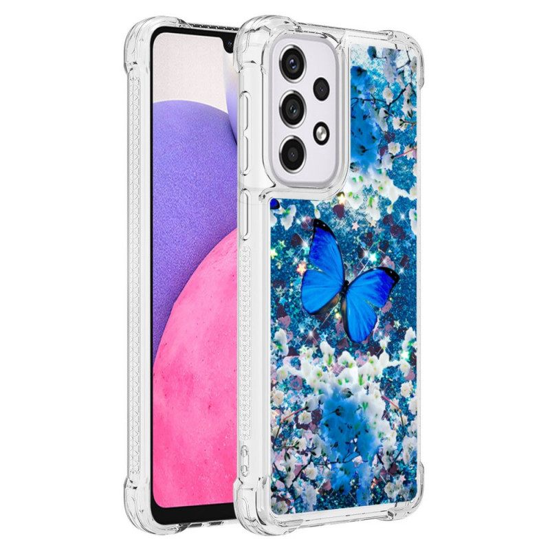 Θήκη Samsung Galaxy A33 5G Glitter Blue Butterflies