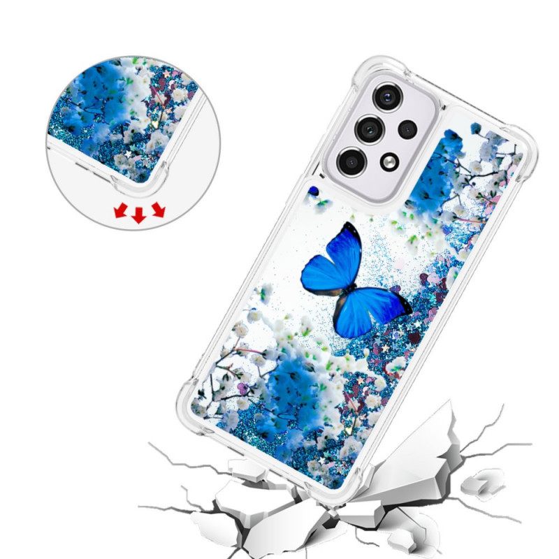 Θήκη Samsung Galaxy A33 5G Glitter Blue Butterflies