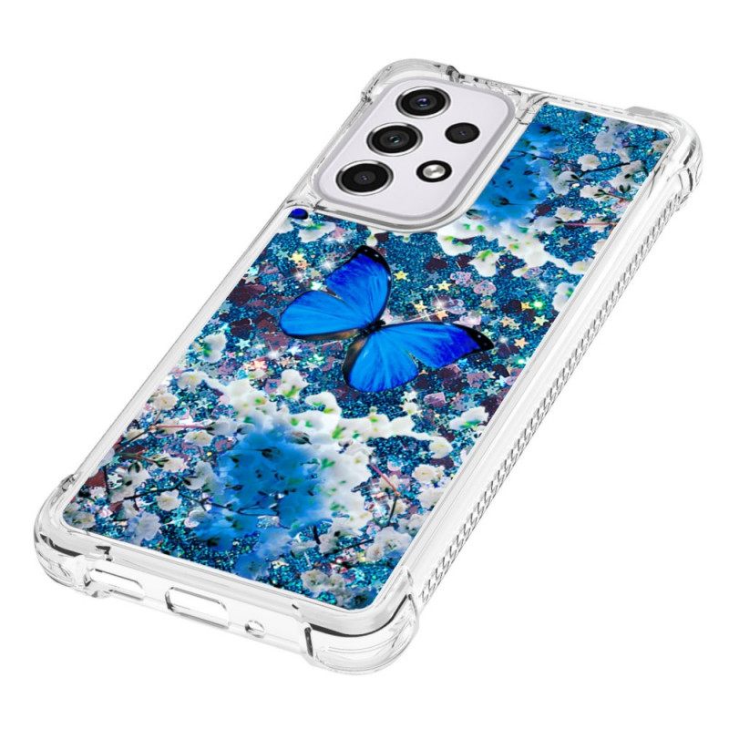 Θήκη Samsung Galaxy A33 5G Glitter Blue Butterflies