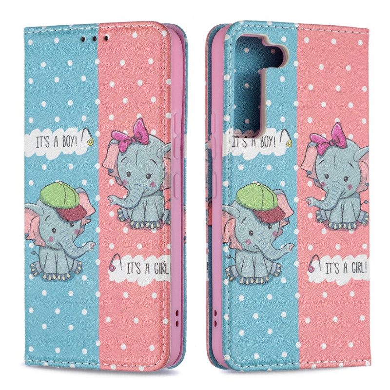 θηκη κινητου Samsung Galaxy S22 5G Θήκη Flip Baby Elephants