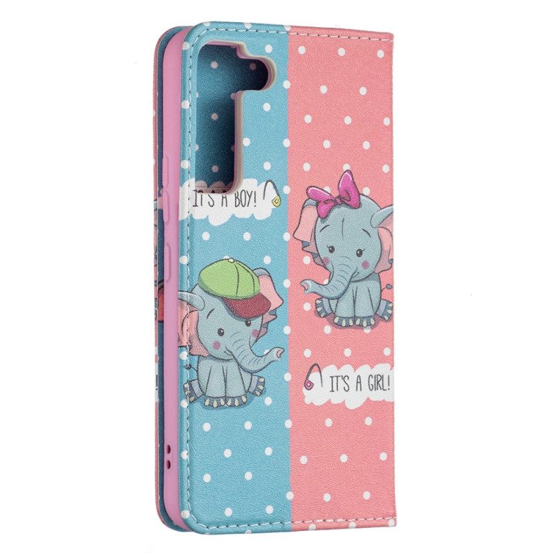 θηκη κινητου Samsung Galaxy S22 5G Θήκη Flip Baby Elephants