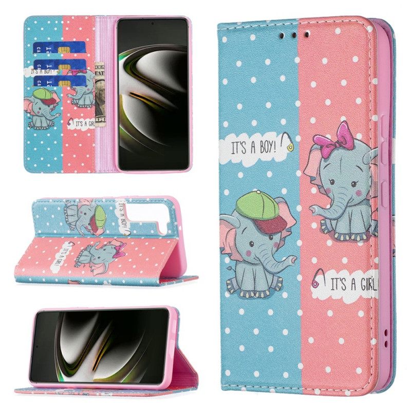 θηκη κινητου Samsung Galaxy S22 5G Θήκη Flip Baby Elephants