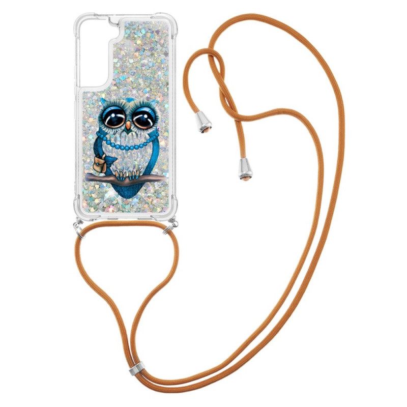 Θήκη Samsung Galaxy S22 5G με κορδονι Miss Owl Glitter Cord