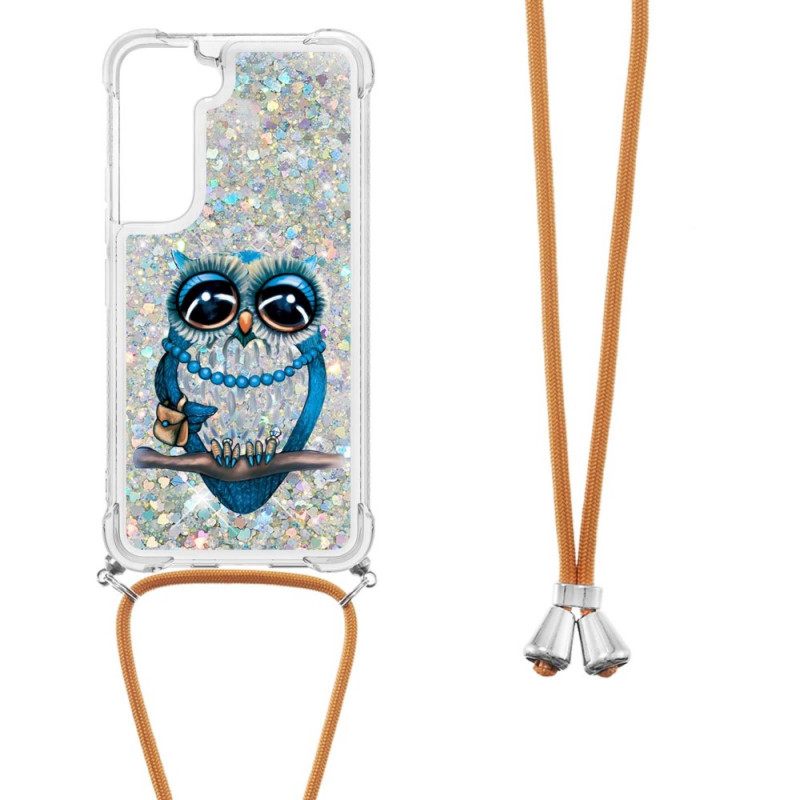 Θήκη Samsung Galaxy S22 5G με κορδονι Miss Owl Glitter Cord