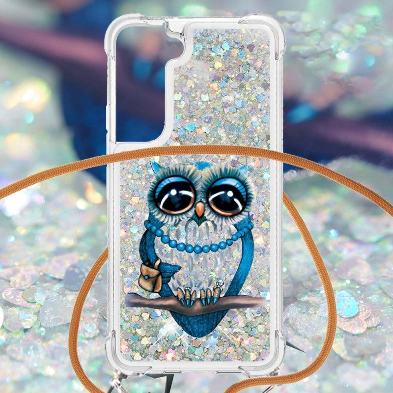 Θήκη Samsung Galaxy S22 5G με κορδονι Miss Owl Glitter Cord