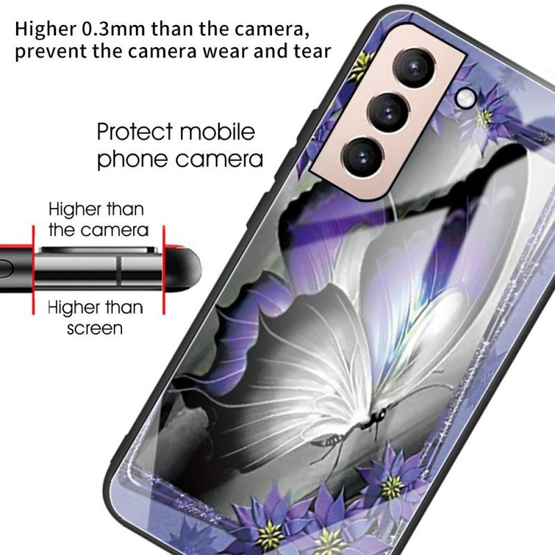 Θήκη Samsung Galaxy S22 5G Μωβ Butterfly Tempered Glass