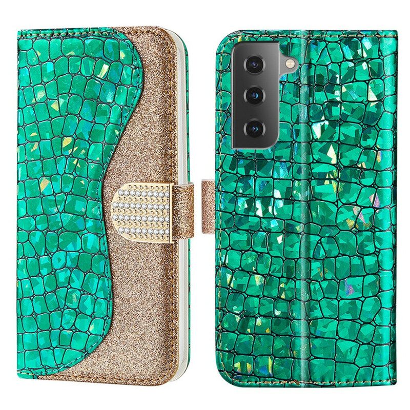 δερματινη θηκη Samsung Galaxy S21 FE Crocodile Diamonds