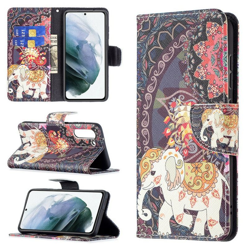 Κάλυμμα Samsung Galaxy S21 FE Mandala Ethnic Elephants