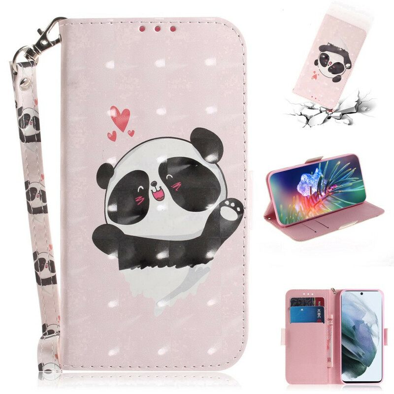 Κάλυμμα Samsung Galaxy S21 FE με κορδονι Panda Love With Strap