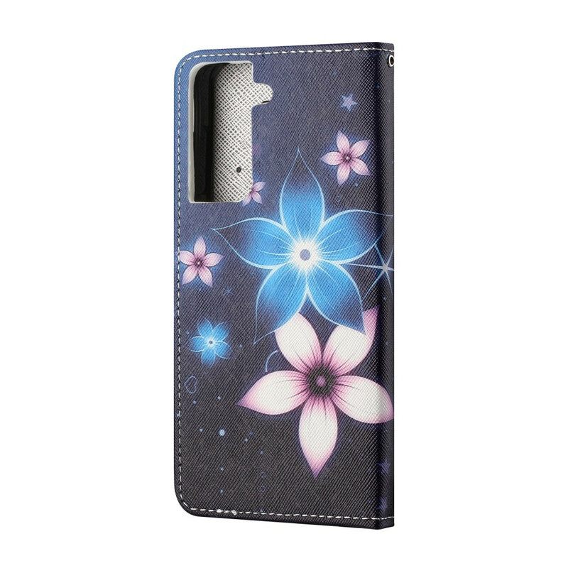 Θήκη Flip Samsung Galaxy S21 FE με κορδονι Lunar Strap Flowers