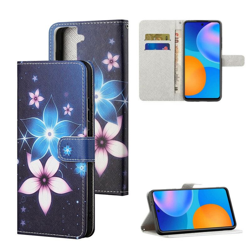 Θήκη Flip Samsung Galaxy S21 FE με κορδονι Lunar Strap Flowers