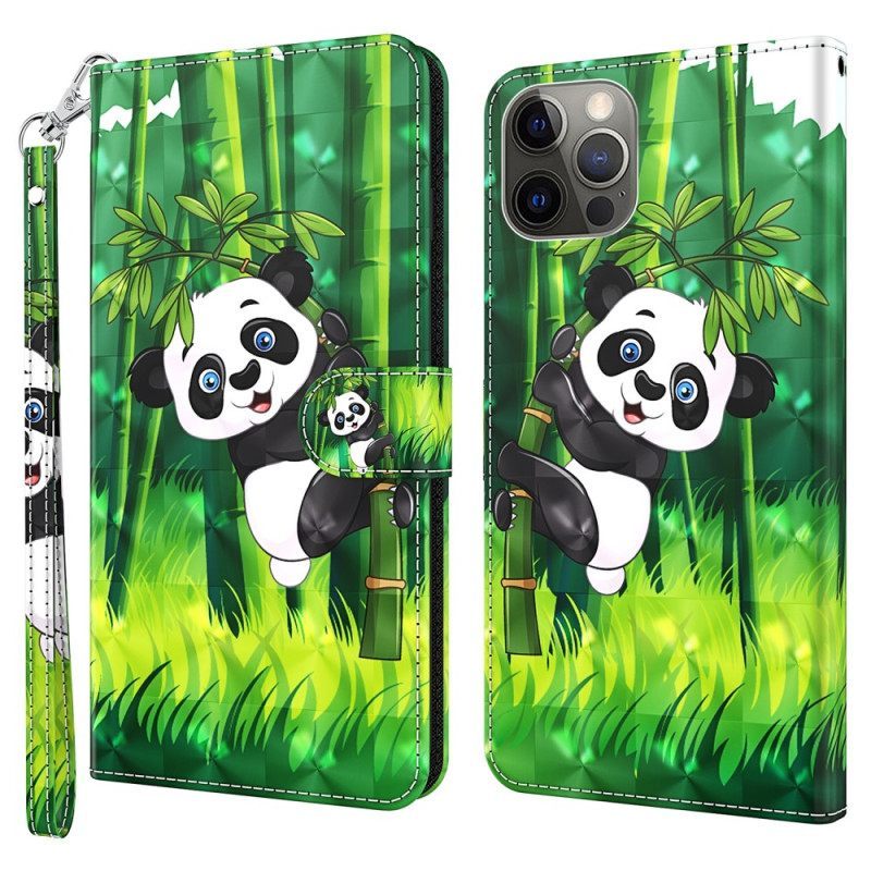 Κάλυμμα iPhone 15 Pro Max με κορδονι 3d Bamboo Panda Με Λουράκι