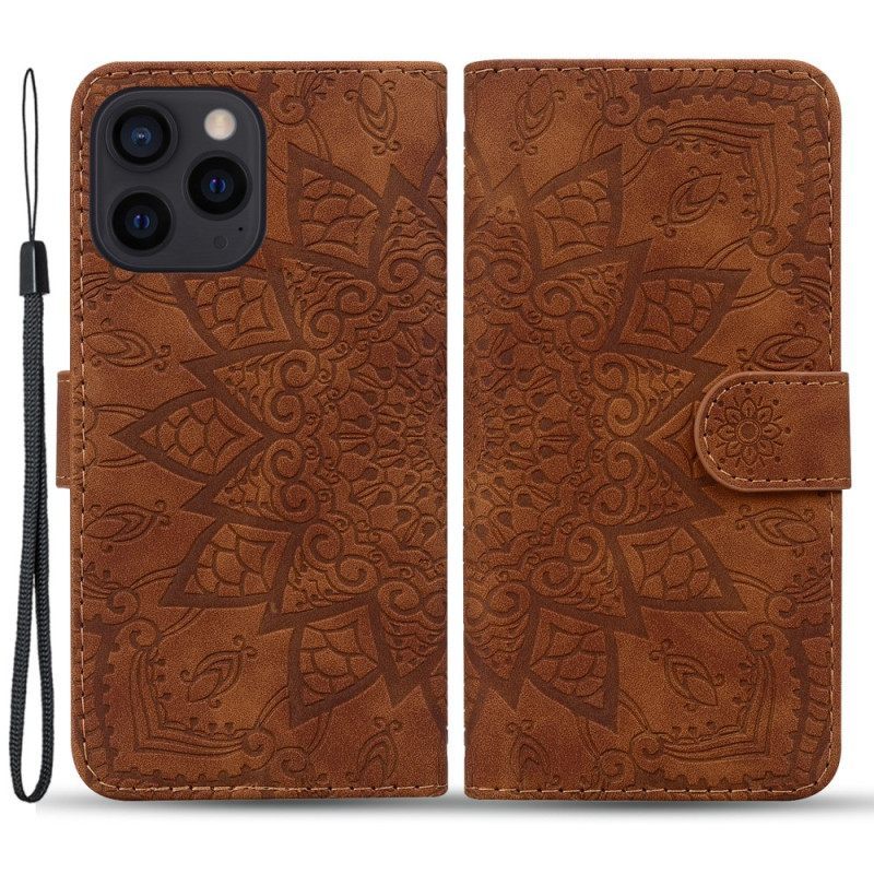 Θήκη Flip iPhone 15 Pro Max Εκτύπωση Mandala