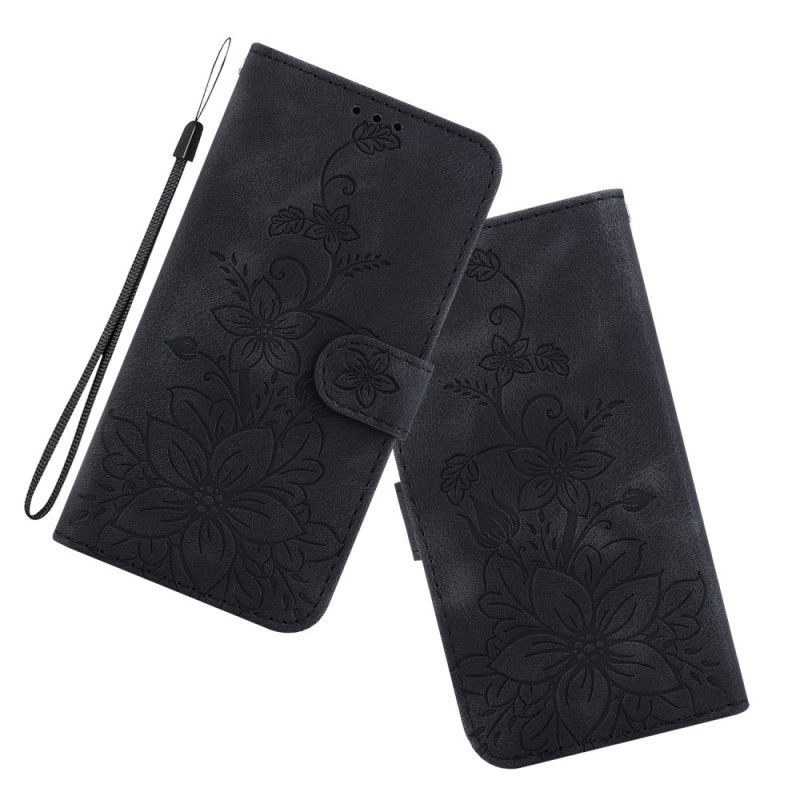 Θήκη Flip iPhone 15 Pro Max με κορδονι Floral Λουράκι