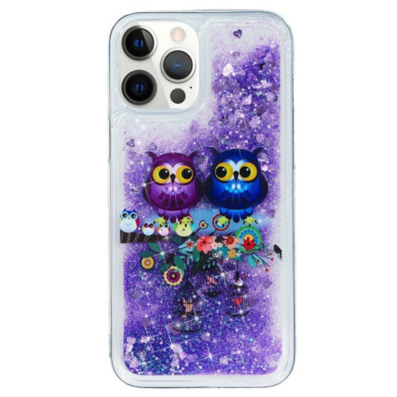 Θήκη iPhone 15 Pro Max Glitter Ζευγάρι Κουκουβάγιες