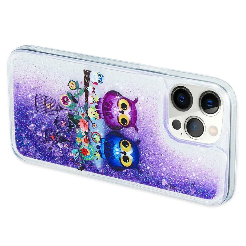 Θήκη iPhone 15 Pro Max Glitter Ζευγάρι Κουκουβάγιες